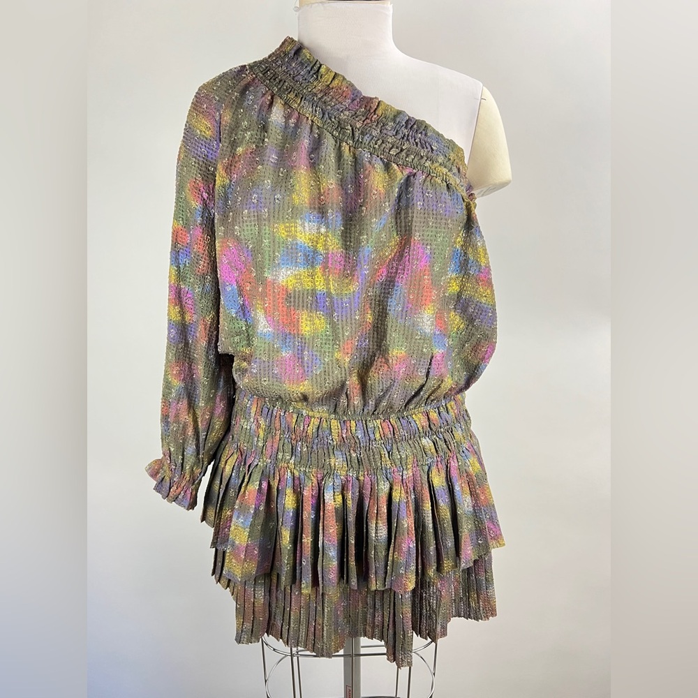 💚 2848. Current Air Olive Textured Fabric Mini Dress